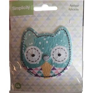 Simplicity Owl Iron On Applique Patch Teal Blue Polka Dot Geometric 1939724001